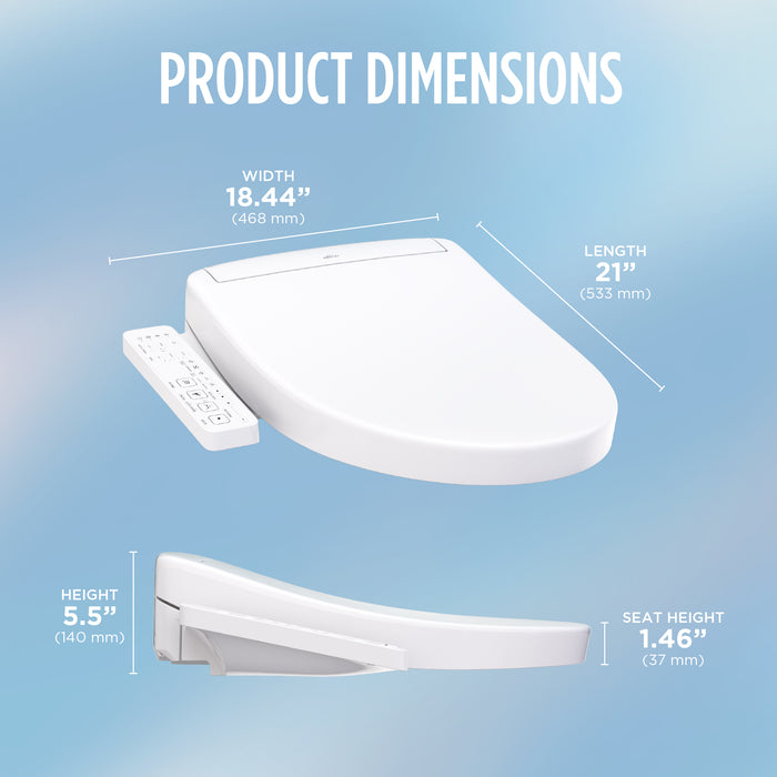 TOTO SW3346#01 Washlet S2 Electronic Bidet Toilet Seat with Water Heating, Elongated, Cotton White