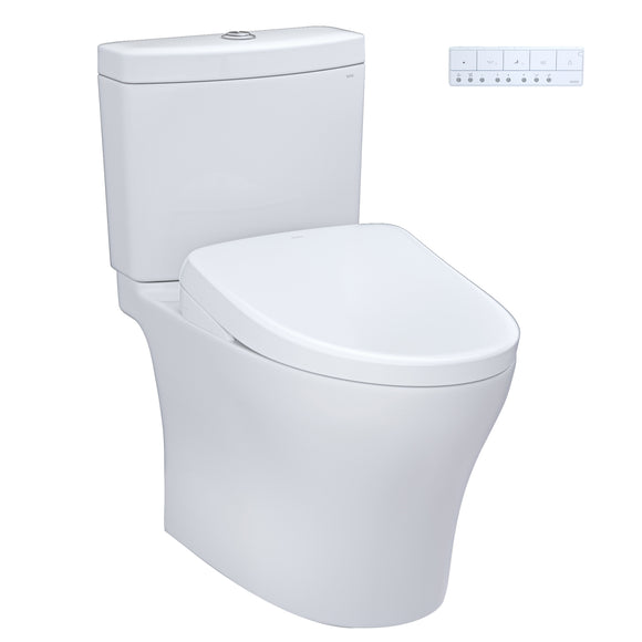 TOTO WASHLET+ Aquia IV Two-Piece Elongated Dual Flush 1.28 and 0.9 GPF Toilet with S7A Contemporary Bidet Seat, Cotton White - MW4464736CEMFGN#01