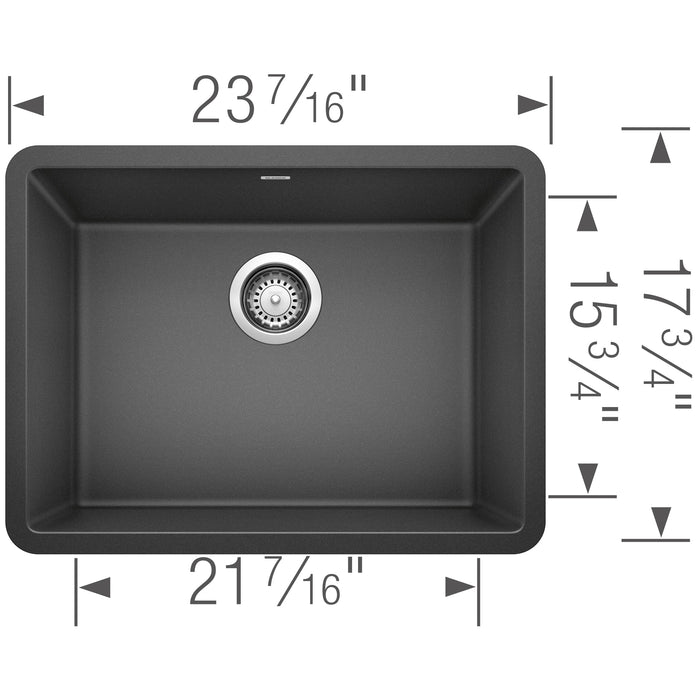 Blanco 522258 Precis SILGRANIT 24" Single Bowl Undermount Kitchen Sink - Anthracite