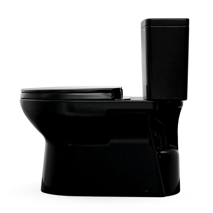 TOTO MS472124CEF#51 Glaston Two-Piece Elongated 1.28 GPF Universal Height Toilet with Seat, Ebony (Black)