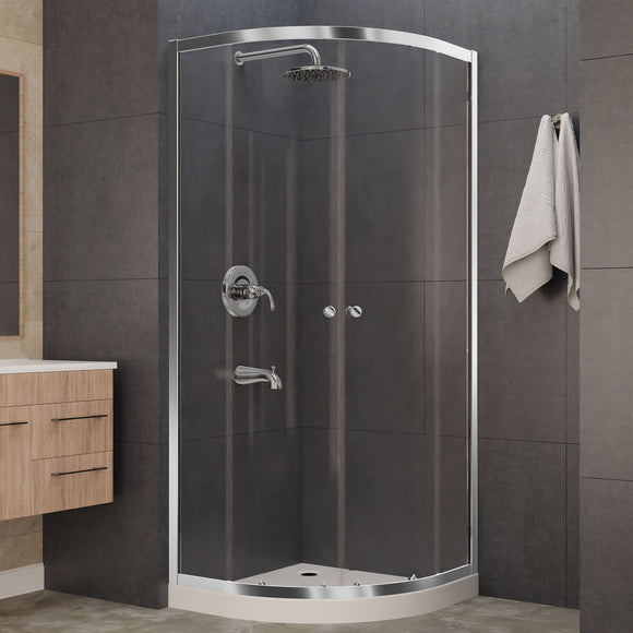 Mare 35 in. x 76 in. Framed Shower Enclosure in Polished Chrome