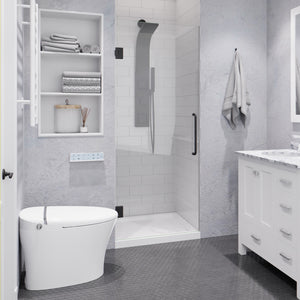 Passion Series 30 in. by 72 in. Frameless Hinged Shower Door in Gunmetal with Handle