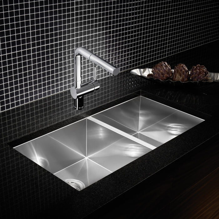 Blanco 443054 Quatrus R0 33" 60/40 Double Bowl Undermount Stainless Kitchen Sink