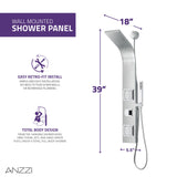 ANZZI SP-AZ078BS Aura 2-Jetted Shower Panel with Heavy Rain Shower & Spray Wand in Brushed Steel