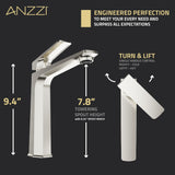 ANZZI L-AZ904BN Single Handle Single Hole Bathroom Vessel Sink Faucet With Pop-up Drain in Brushed Nickel