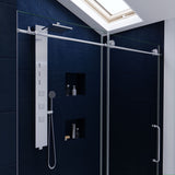 ANZZI SD-AZ13-02CH Madam Series 60" by 76" Frameless Sliding Shower Door in Chrome with Handle