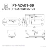 ANZZI FT-AZ401-59 Ami 59" Acrylic Flatbottom Freestanding Bathtub in White