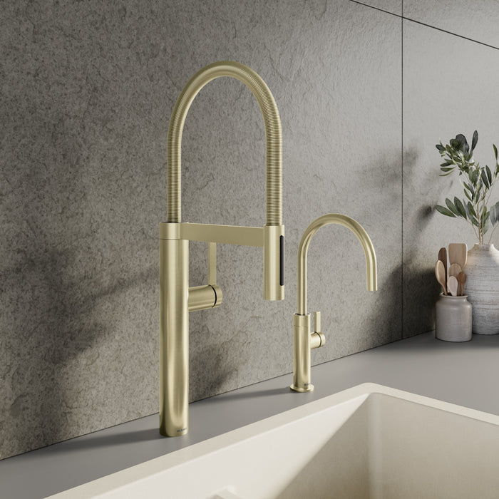 Blanco 527476 Culina II Semi-Pro Pull-Down Dual-Spray Kitchen Faucet - Satin Gold