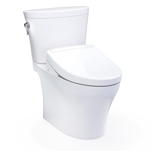 TOTO Washlet+ Aquia IV Arc Two-Piece Elongated Dual Flush 1.28 and 0.9 GPF Toilet with S5 Bidet Seat, Cotton White - MW4483446CEMFGN#01