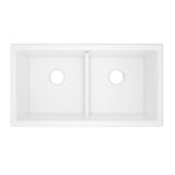 Rohl MSUM3318LDWH Shaws 33" Shaker Double Bowl Undermount Fireclay Kitchen Sink