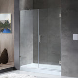 Makata Series 60 in. by 72 in. Frameless Hinged Alcove Shower Door in Brushed Nickel with Handle