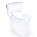 TOTO Aurora 1G One-Piece Elongated 1.0 GPF WASHLET+ and Auto Flush Ready Universal Height Toilet with CEFIONTECT and SS234 SoftClose Seat, Cotton White - MS686234CUFG#01
