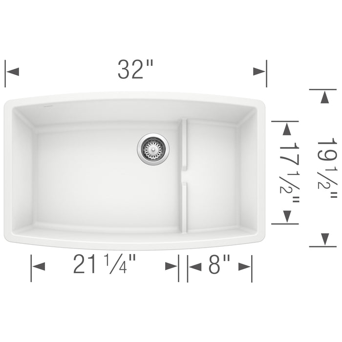 Blanco 440066 Performa Cascade SILGRANIT 32" Single Bowl Undermount Kitchen Sink in White