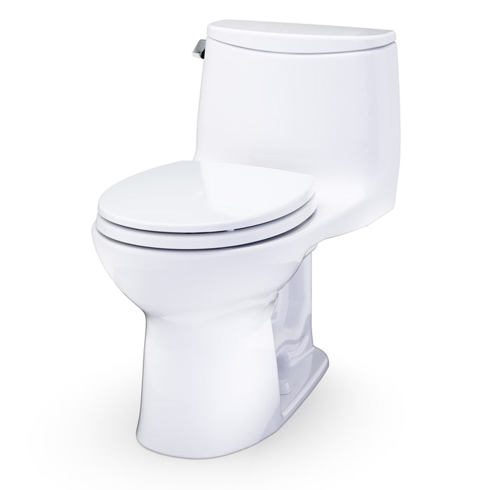 TOTO MS603113CEFG#01 UltraMax One-Piece Round 1.28 GPF Universal Height Toilet with Seat, Cotton White