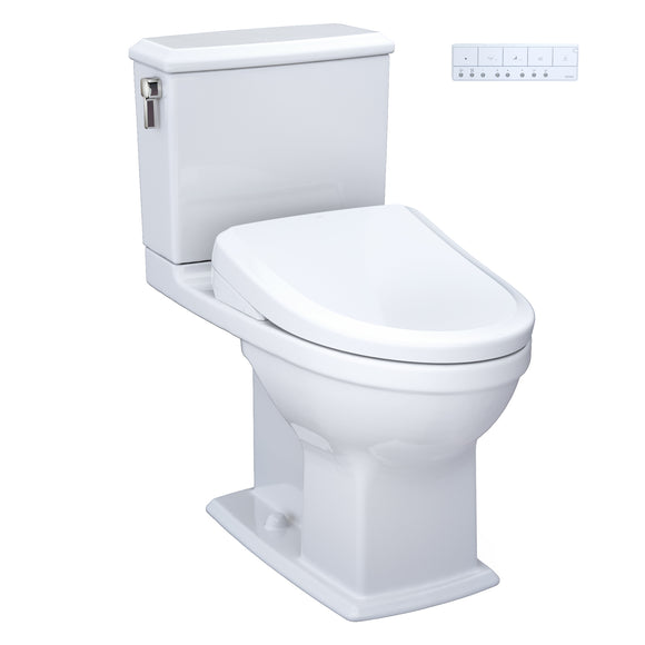 TOTO WASHLET+ Connelly Two-Piece Elongated Dual Flush 1.28 and 0.9 GPF Toilet, Classic WASHLET S7A Bidet Seat with Auto Flush and Auto Open/Close Lid, Cotton White - MW4944734CEMFGA#01