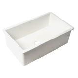 ALFI Brand ABF3018UD-W White 30" x 18" Fireclay Undermount/Drop-in Kitchen Sink with Grid