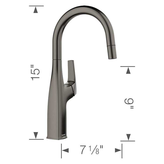 Blanco 443268 Rivana Pull-Down Bar Faucet - Satin Dark Steel