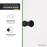 ANZZI SD-AZ14-01MB Romance 72" x 33.5" Frameless Swinging Shower Door in Matte Black