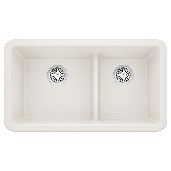 Blanco 402324 Ikon SILGRANIT 33" Double Bowl Apron-Front Farmhouse Sink in White