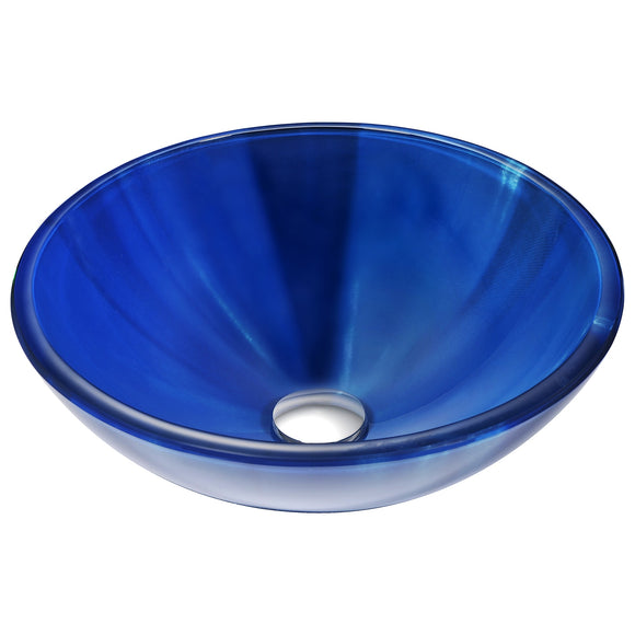 Meno Series Deco-Glass Vessel Sink in Lustrous Blue