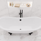 ANZZI FT-AZ132MB Falco 5.8 ft. Acrylic Freestanding Soaking Bathtub in Glossy White with Matte Black Feet