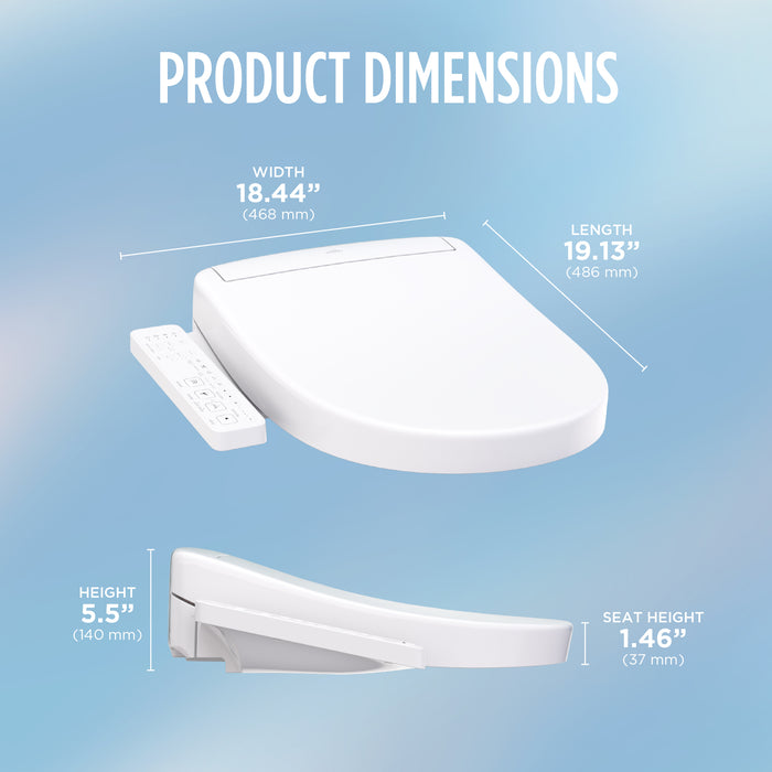 TOTO SW3345#01 Washlet S2 Electronic Bidet Toilet Seat with Water Heating, Round, Cotton White