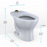 TOTO CT725CUFG#01 Commercial Flushometer Floor-Mounted Universal Height Toilet, Elongated, Cotton White