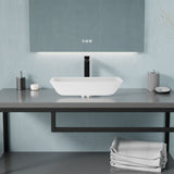 ANZZI LS-AZ910 Innovio Rectangle Glass Vessel Bathroom Sink with White Finish