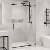 ANZZI SD-AZ13-01MBBG Madam Series 76" x 48" Frameless Sliding Shower Door in Matte Black/Brushed Gold