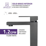 ANZZI L-AZ096GM Enti Series Single Hole Single-Handle Vessel Bathroom Faucet in Gun Metal