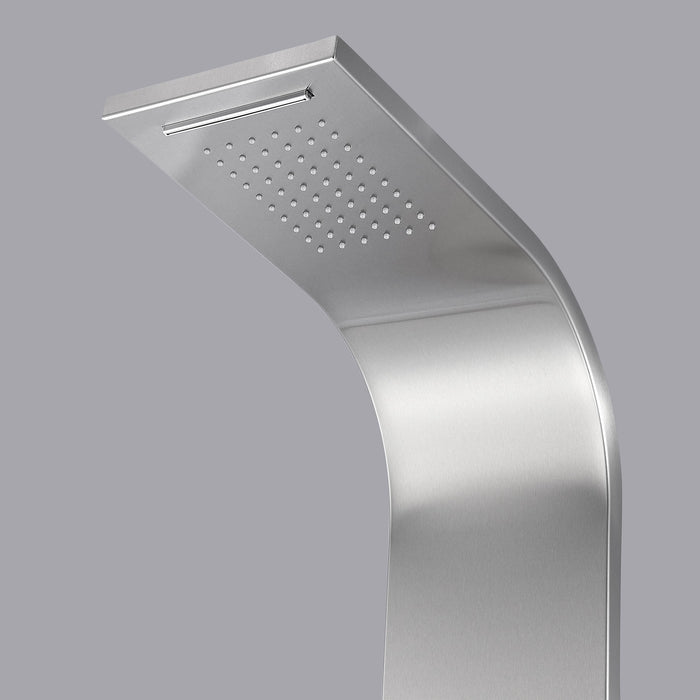 ANZZI SP-AZ8094 Mesmer 58" Full Body Shower Panel with Heavy Rain Shower and Spray Wand in Brushed Steel