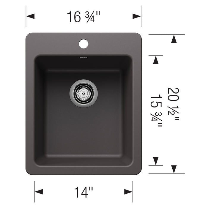 Blanco 443236 Liven SILGRANIT 17" Dual Mount Bar Sink - Cinder