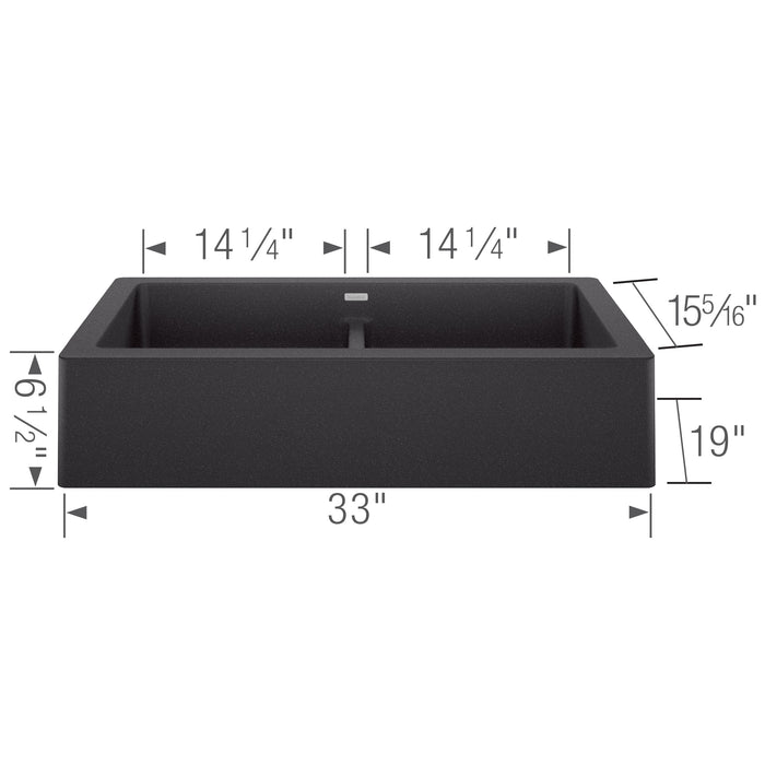 Blanco 526547 Vintera SILGRANIT 33" Double Bowl Apron-Front Farmhouse Sink - Anthracite