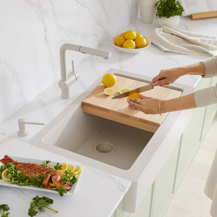 Blanco 526963 Linus Low Arc Pull-Out Dual-Spray Kitchen Faucet - Soft White