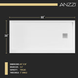 ANZZI SB-AZ101R ALEXANDER 60" x 30" Right Drain Shower Base in White