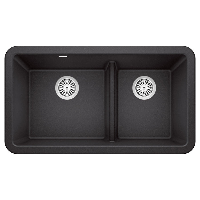 Blanco 402322 Ikon SILGRANIT 33" Double Bowl Apron-Front Farmhouse Sink in Anthracite