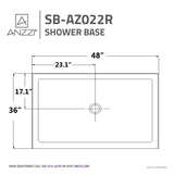 ANZZI SB-AZ022R Vail 36 x 48" Double Threshold Shower Base in White