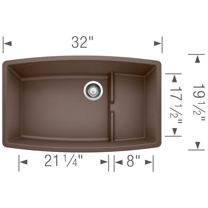 Blanco 440063 Performa Cascade SILGRANIT 32" Single Bowl Undermount Kitchen Sink in Cafe