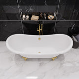 ANZZI FT-AZ132BG Falco 5.8 ft. Acrylic Freestanding Soaking Bathtub in Glossy White with Brushed Gold Feet