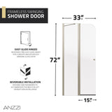 ANZZI SD-AZ14-01BN Romance 72" x 33.5" Frameless Swinging Shower Door in Brushed Nickel