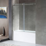 Anzzi 5 ft. Acrylic Left Drain Rectangle Tub in White With 60 in. x 62 in. Frameless Sliding Tub Door in Polished Chrome