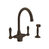 House of Rohl A1676LMWSTCB-2 San Julio Single Hole C-Spout Kitchen Faucet with Sidespray