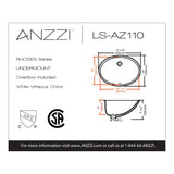 ANZZI LS-AZ110 Rhodes Series 17" Ceramic Undermount Sink Basin in White