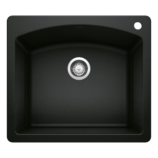 Blanco 442905 Diamond SILGRANIT 25" Single Bowl Dual Mount Kitchen Sink - Coal Black
