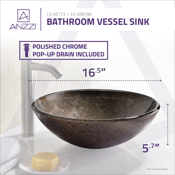 ANZZI LS-AZ173 Stellar Series Deco-Glass Vessel Sink in Stellar Burst