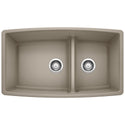 Blanco 441315 Performa SILGRANIT 33" 60/40 Double Bowl Undermount Kitchen Sink with Low Divide - Truffle