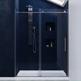 Leon Series 60 in. by 76 in. Frameless Sliding Shower Door in Brushed Nickel with Handle