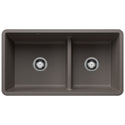 Blanco 443117 Precis SILGRANIT 33" 60/40 Reversible Double Bowl Undermount Kitchen Sink with Low Divide - Volcano Gray
