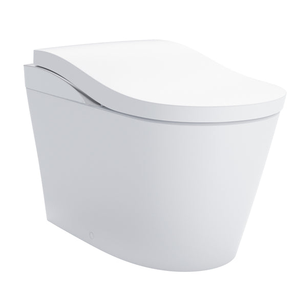TOTO NEOREST LS Dual Flush 1.0 or 0.8 GF Integrated Bidet Toilet, Cotton White with Silver Trim - MS8732CUMFG#01S