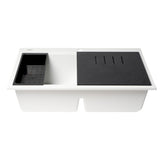 ALFI Brand AB3418DBDI-W White 33" Granite Composite Workstation Double Bowl Drop-in Sink